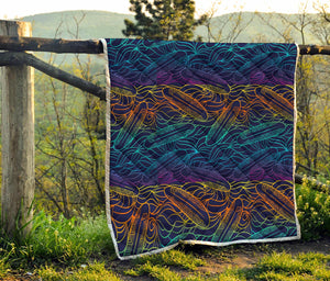 EDM Surfing Wave Pattern Print Quilt