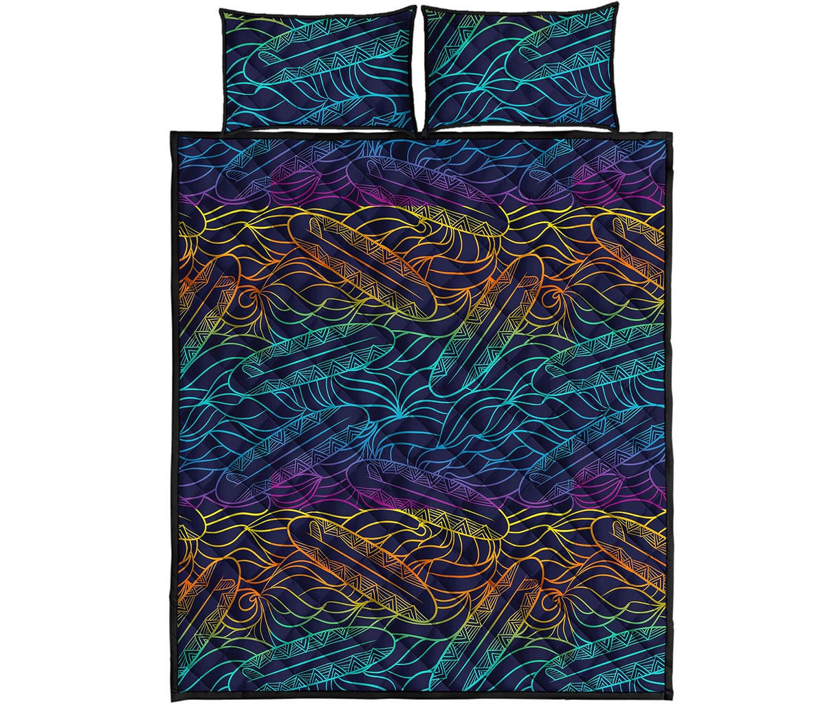 EDM Surfing Wave Pattern Print Quilt Bed Set