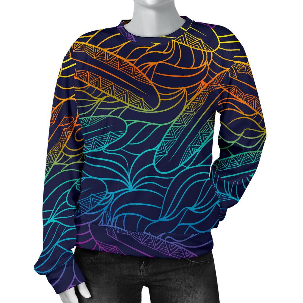 EDM Surfing Wave Pattern Print Women's Crewneck Sweatshirt GearFrost