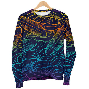 EDM Surfing Wave Pattern Print Women's Crewneck Sweatshirt GearFrost