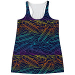 EDM Surfing Wave Pattern Print Women's Racerback Tank Top