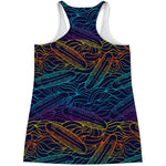 EDM Surfing Wave Pattern Print Women's Racerback Tank Top