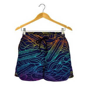 EDM Surfing Wave Pattern Print Women's Shorts