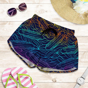 EDM Surfing Wave Pattern Print Women's Shorts