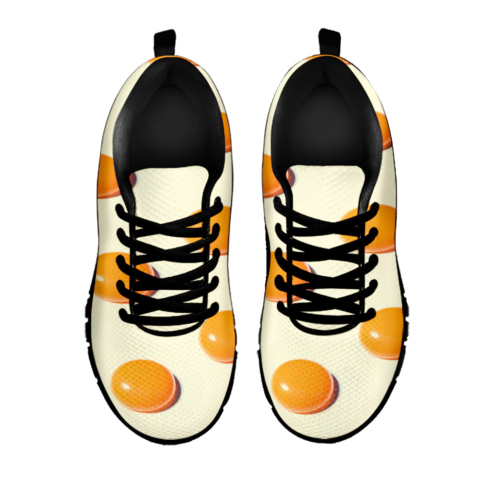 Egg Yolk Pattern Print Black Sneakers