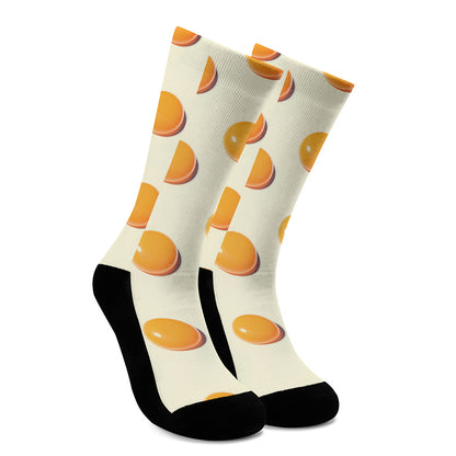 Egg Yolk Pattern Print Crew Socks
