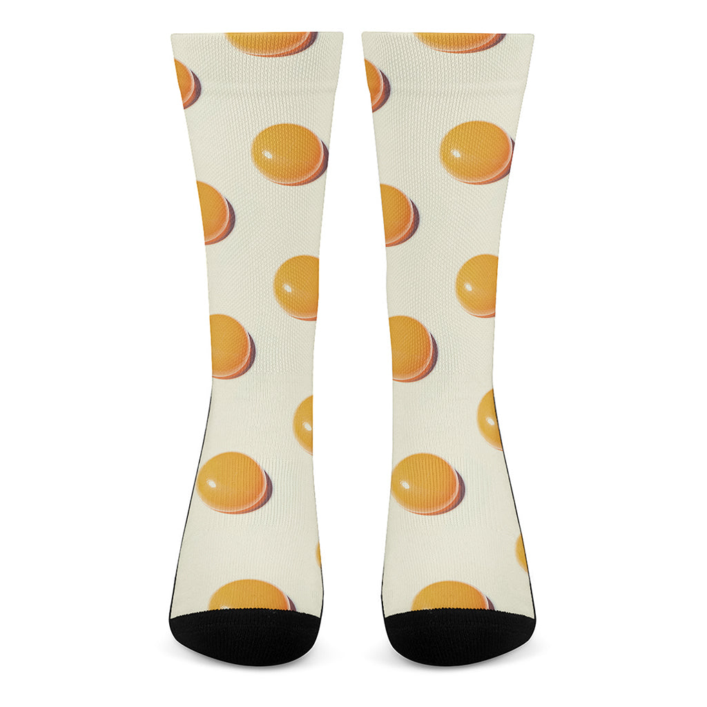 Egg Yolk Pattern Print Crew Socks