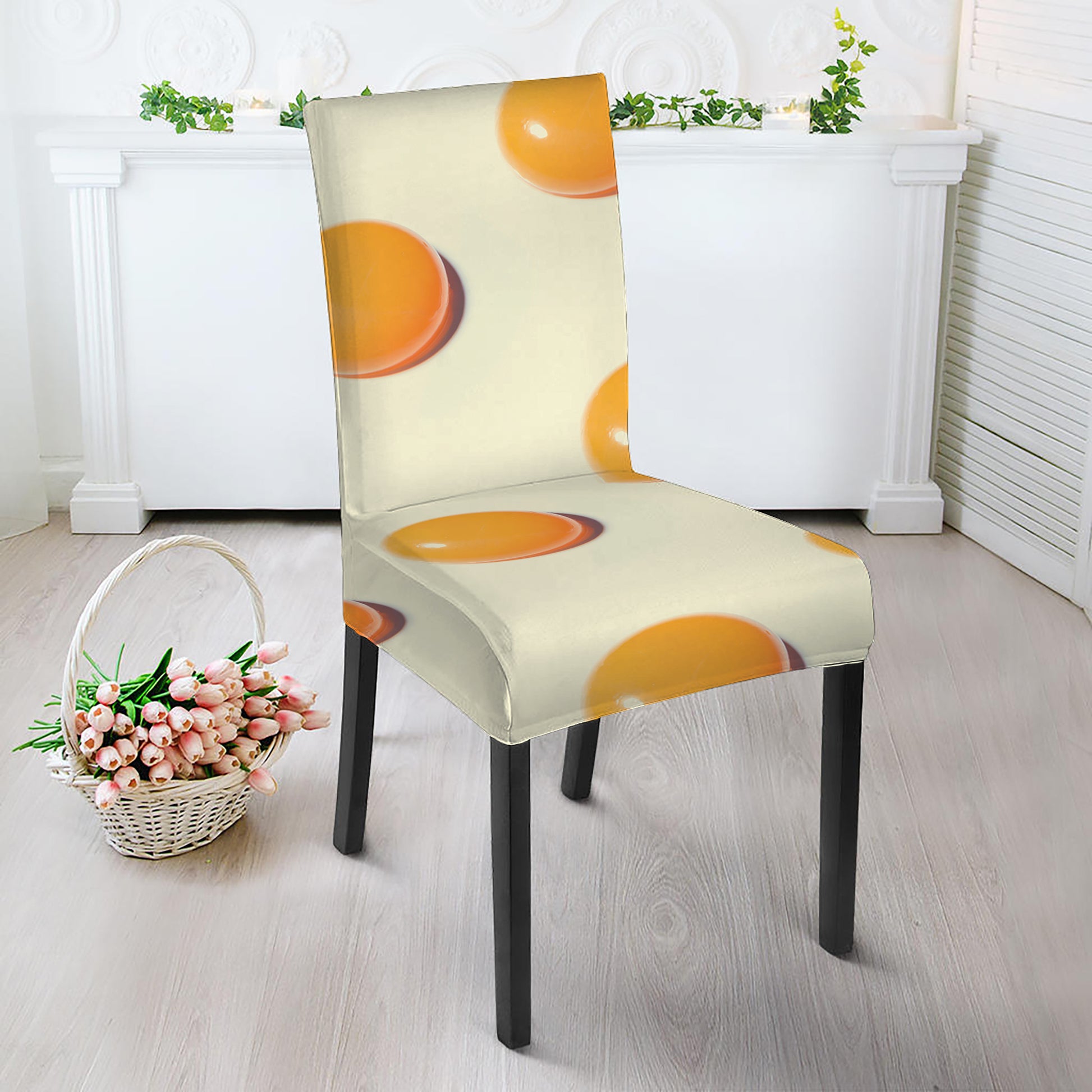 Egg Yolk Pattern Print Dining Chair Slipcover