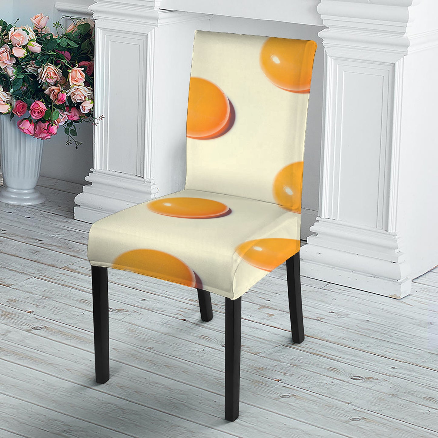 Egg Yolk Pattern Print Dining Chair Slipcover