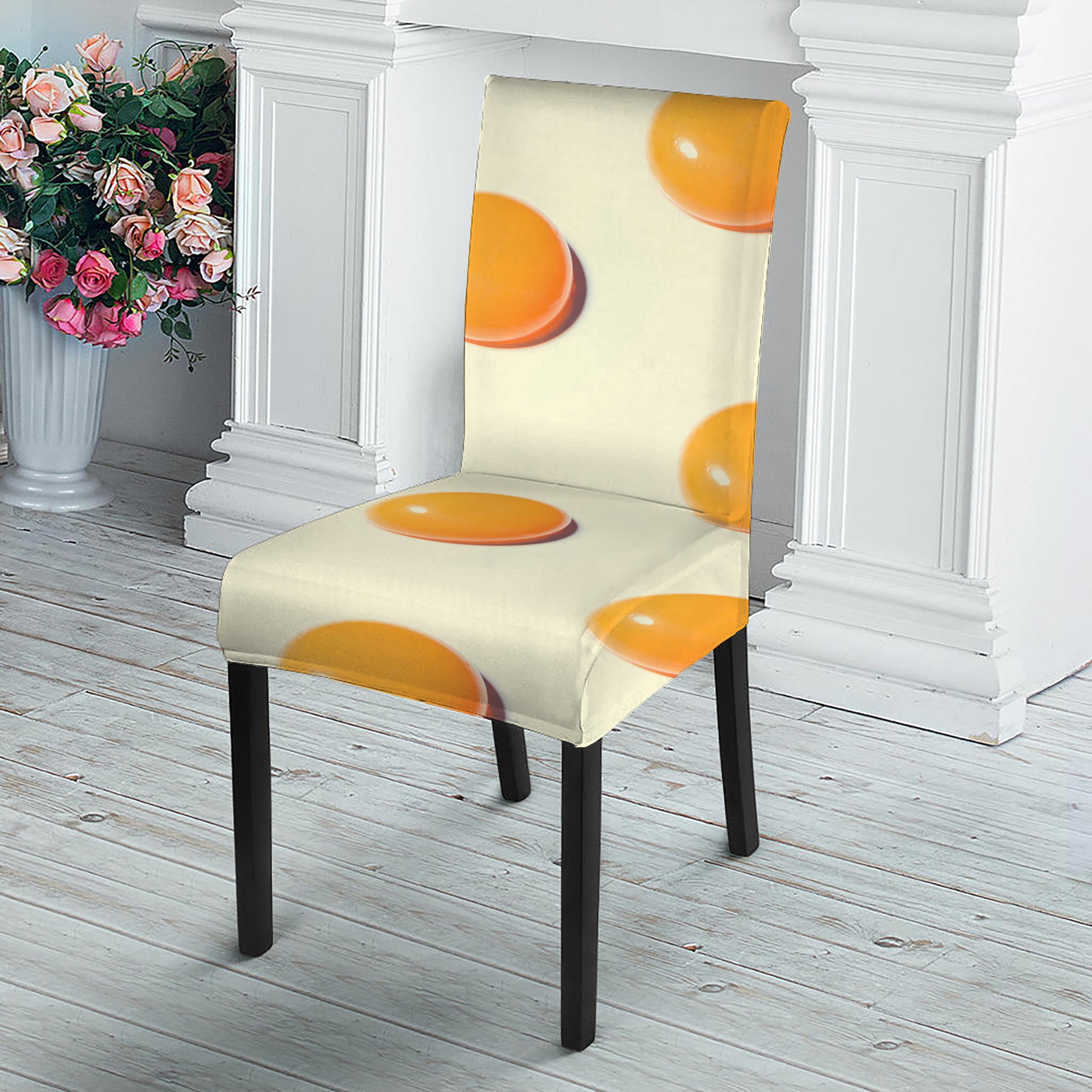 Egg Yolk Pattern Print Dining Chair Slipcover