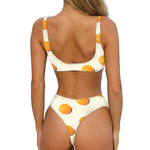 Egg Yolk Pattern Print Front Bow Tie Bikini