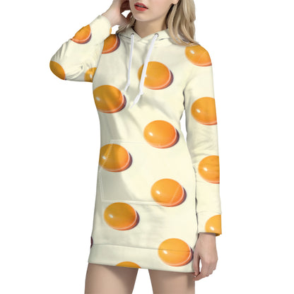 Egg Yolk Pattern Print Hoodie Dress