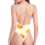 Egg Yolk Pattern Print One Piece High Cut Swimsuit