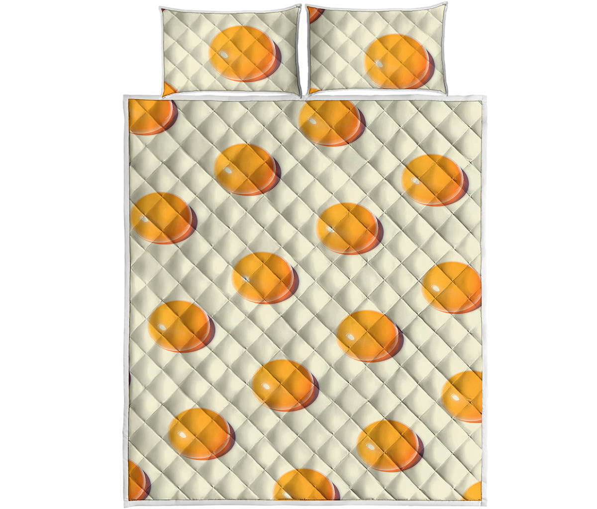 Egg Yolk Pattern Print Quilt Bed Set