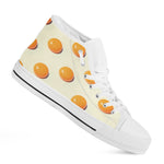 Egg Yolk Pattern Print White High Top Shoes