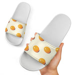 Egg Yolk Pattern Print White Slide Sandals