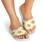 Egg Yolk Pattern Print White Slide Sandals