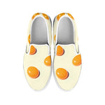Egg Yolk Pattern Print White Slip On Shoes