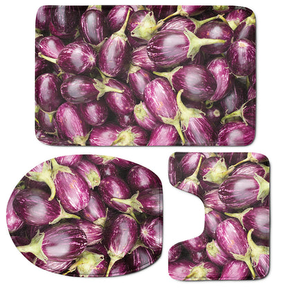 Eggplant Print 3 Piece Bath Mat Set