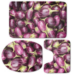 Eggplant Print 3 Piece Bath Mat Set