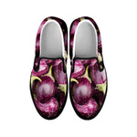 Eggplant Print Black Slip On Shoes