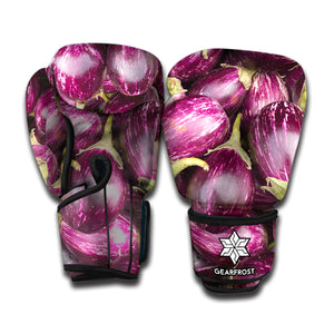 Eggplant Print Boxing Gloves