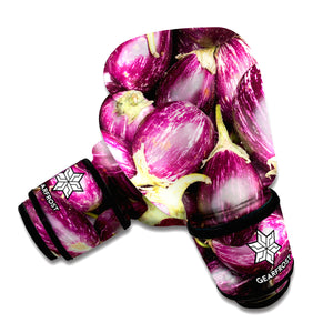 Eggplant Print Boxing Gloves