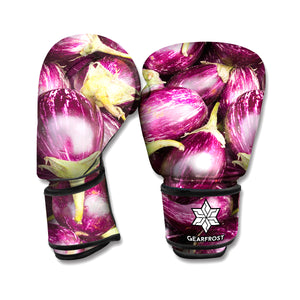 Eggplant Print Boxing Gloves