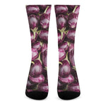 Eggplant Print Crew Socks