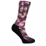 Eggplant Print Crew Socks