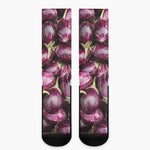 Eggplant Print Crew Socks