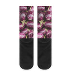 Eggplant Print Crew Socks