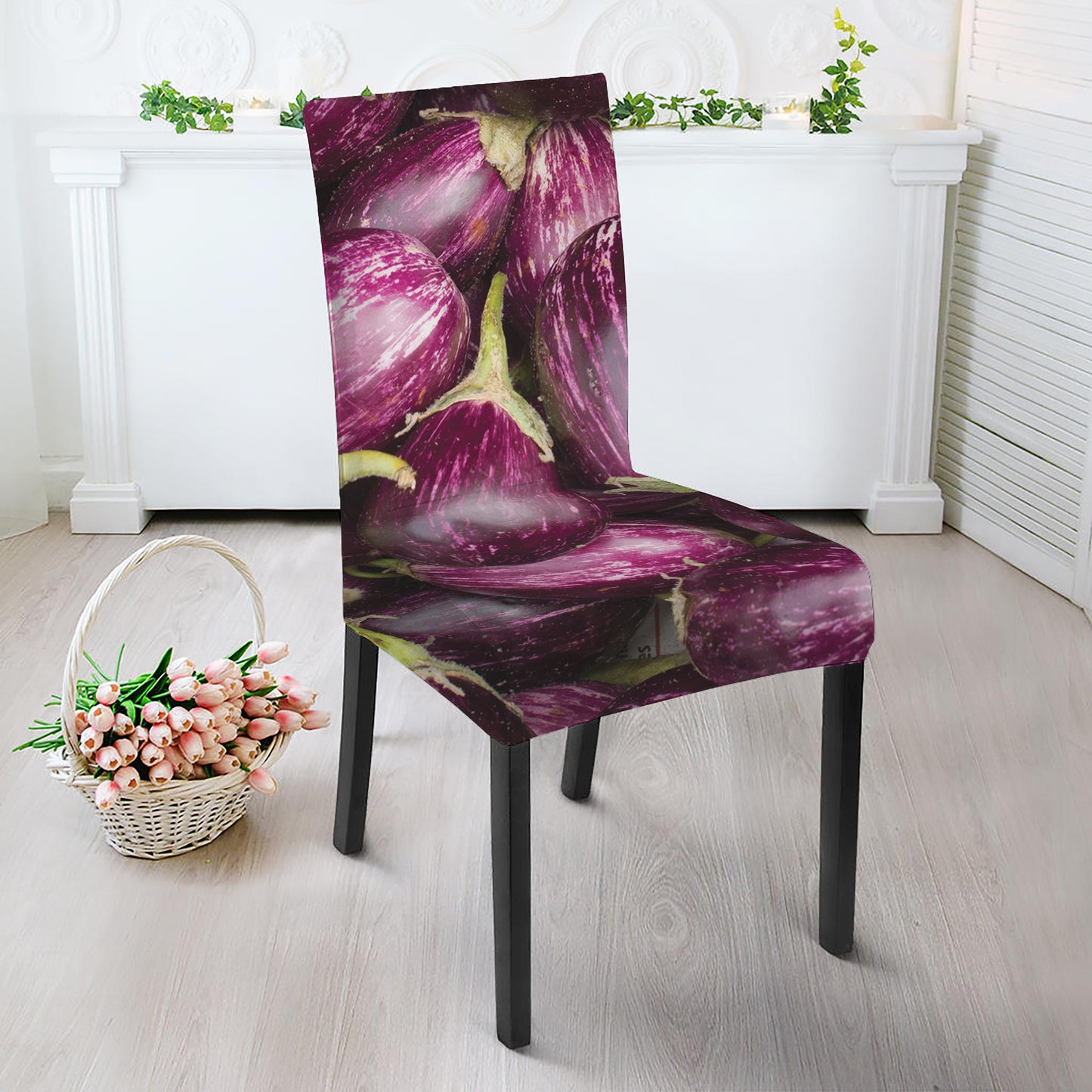 Eggplant Print Dining Chair Slipcover