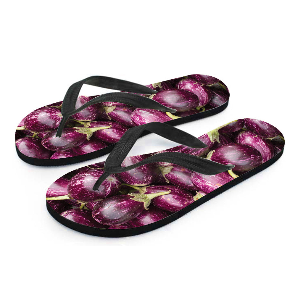 Eggplant Print Flip Flops