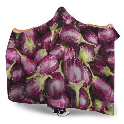 Eggplant Print Hooded Blanket