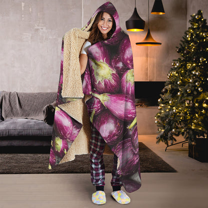 Eggplant Print Hooded Blanket