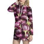 Eggplant Print Hoodie Dress