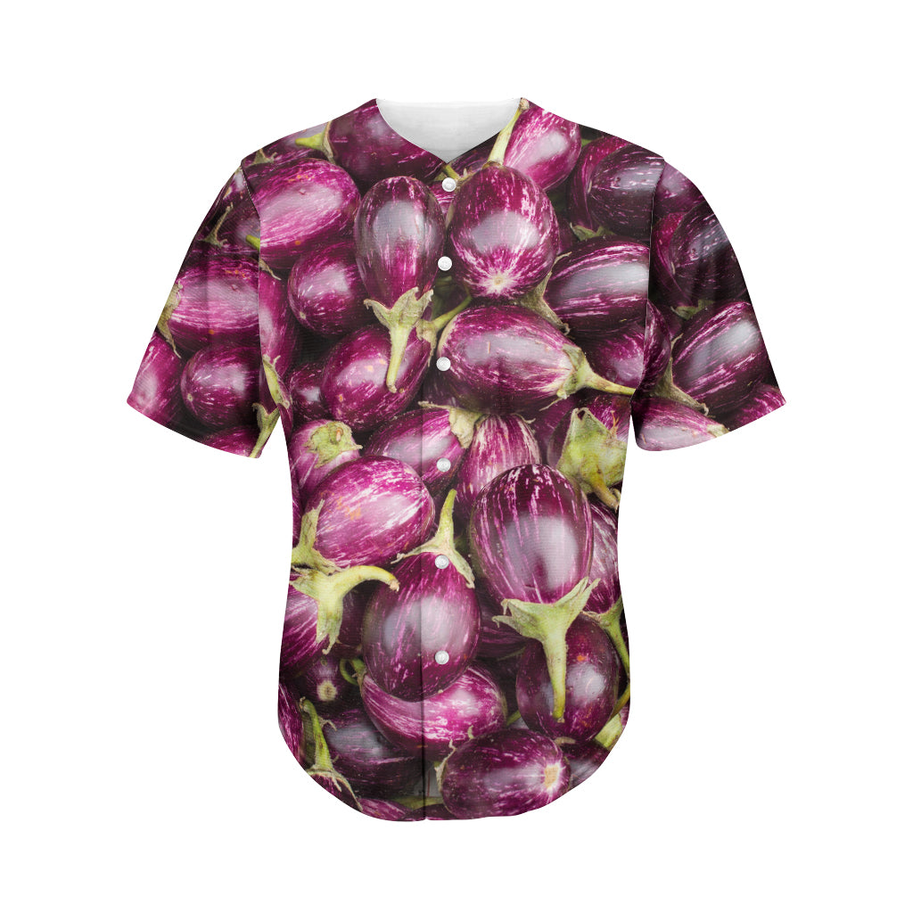 Eggplant Print Men's Baseball Jersey