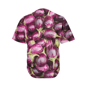 Eggplant Print Men's Baseball Jersey