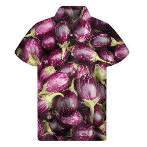 Eggplant Print Men's Short Sleeve Shirt