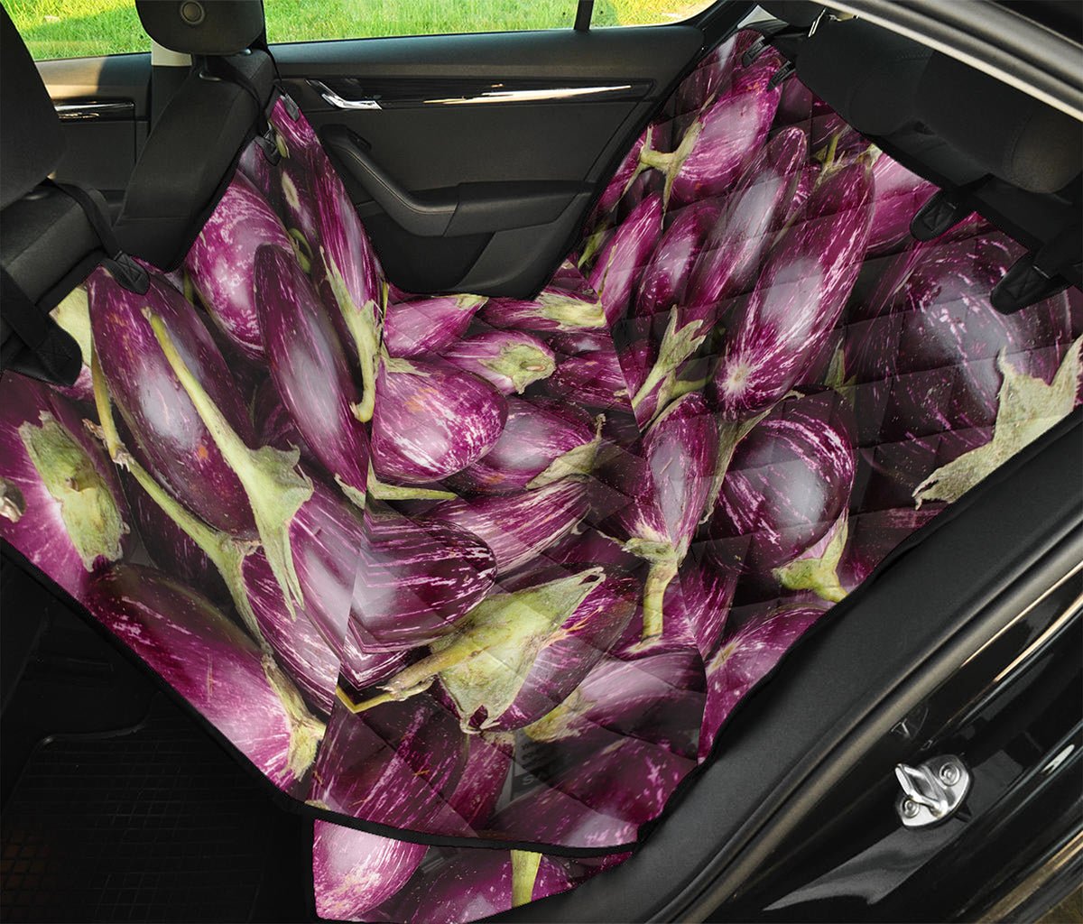 Eggplant Print Pet Car Back Seat Cover
