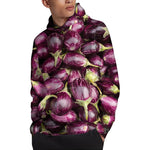 Eggplant Print Pullover Hoodie