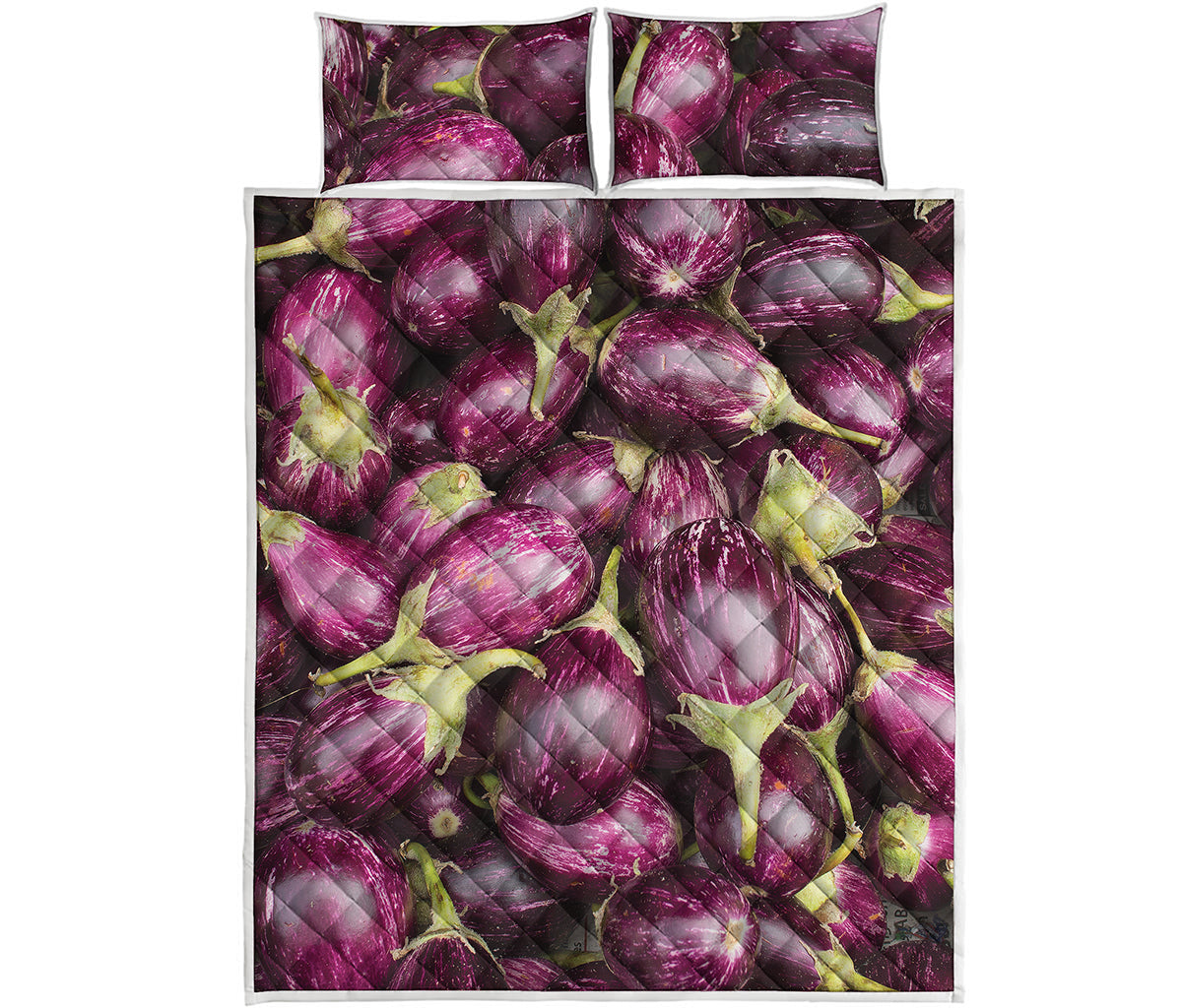 Eggplant Print Quilt Bed Set