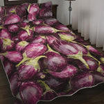 Eggplant Print Quilt Bed Set