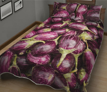 Eggplant Print Quilt Bed Set