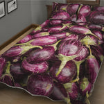 Eggplant Print Quilt Bed Set