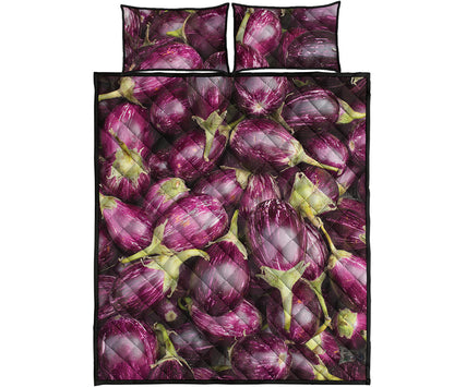 Eggplant Print Quilt Bed Set