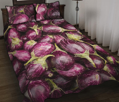Eggplant Print Quilt Bed Set