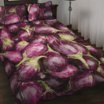 Eggplant Print Quilt Bed Set