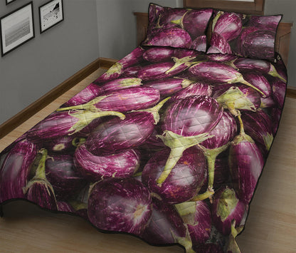 Eggplant Print Quilt Bed Set